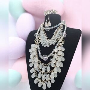 SOLD Elegant Silver and White Jewelry Set